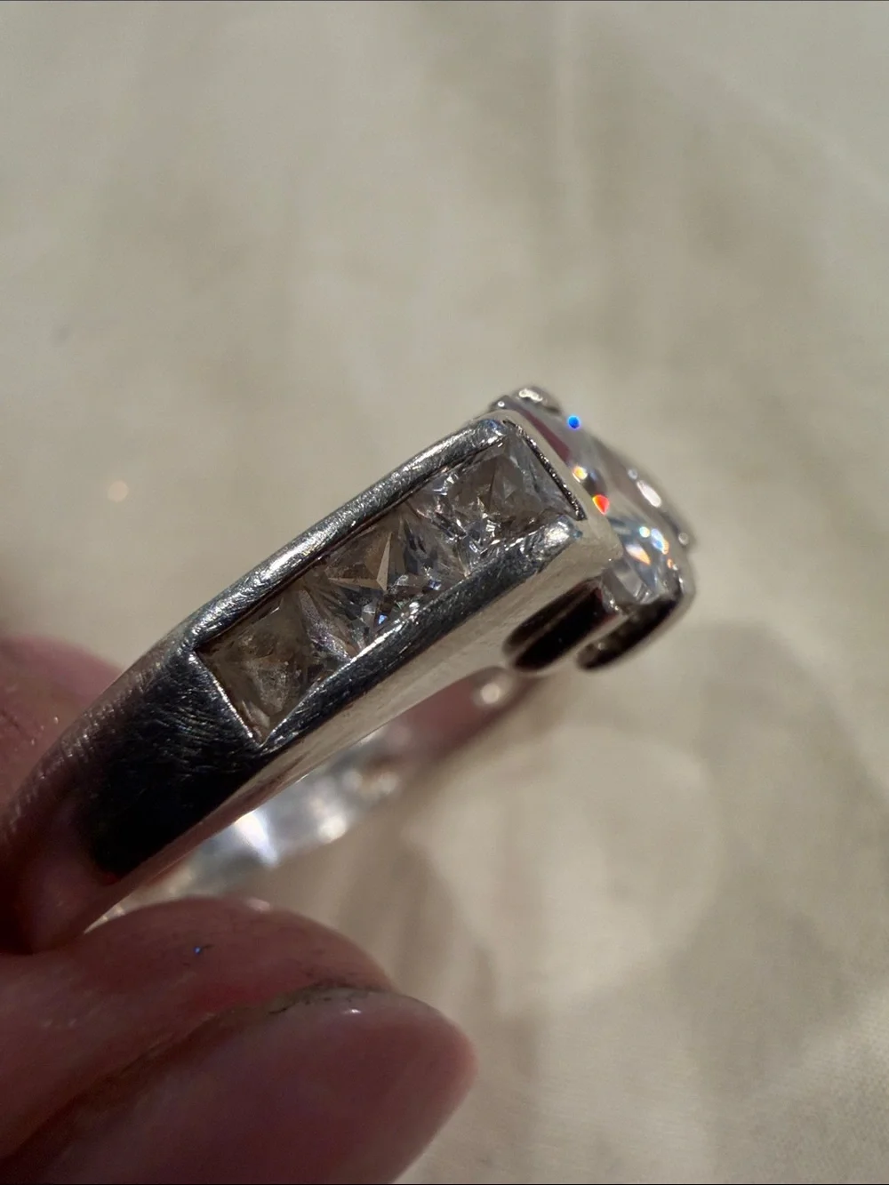 925 Silver-Princess Cut Cubic Zirconia Ring - Clear